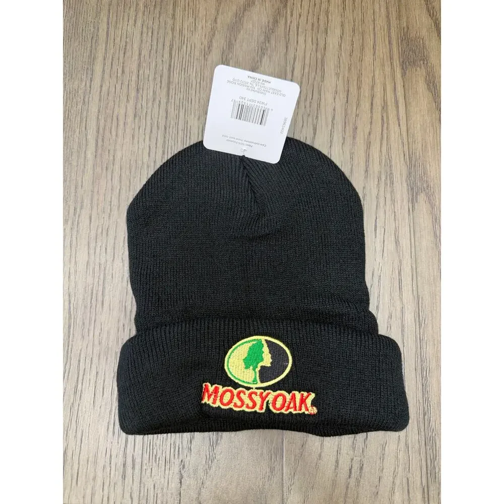 Mossy Oak Double Fleece Lined Beanie Black NWT One Size